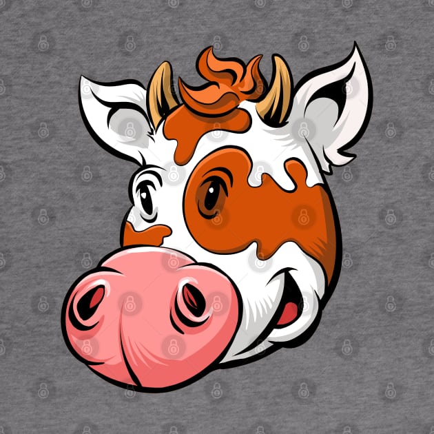 Cartoon Cow by Black Tee Inc